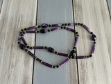 Fantastic Vintage Beaded Longer Necklace w Marbled Purple Beads