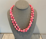 Funtastic Vintage Long Beaded Necklace Plastic Beads in Barbie Pinks