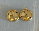 Fantastic Designer Signed Coro Gold Tone Vintage Button Style Clip On Earrings