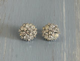 Gorgeous Crown Trifari Sparkly Rhinestone Cluster Clip On Earrings