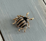 Cute as a Bug! Fantastic Vintage Rhinestone & Enamel Beetle Brooch