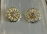 Sarah Coventry Beautiful Gold Tone Flowers Clip On Earrings