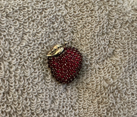 Vintage Gorgeous Monet Brooch So Sparkly Red Rhinestone Apple