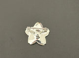 Little Sparkly Vintage Flower Brooch Pin w Green & AB Rhinestones