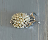 Stunning Vintage Crown Trifari Faux Pearl Cluster Flower Brooch