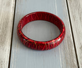 Retro Awesome Vintage Bangle Bracelet w Reds & Gold Enamel
