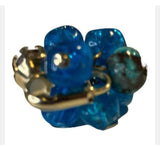 Fabulous Vintage Bead Cluster Clip On Earrings Assorted Blue Plastic Beads