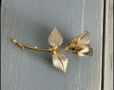 Beautiful Vintage Brooch Silver & Gold Tone Rose Flower