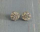 Gorgeous Crown Trifari Sparkly Rhinestone Cluster Clip On Earrings