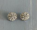 Gorgeous Crown Trifari Sparkly Rhinestone Cluster Clip On Earrings