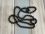 Fantastic Longer Length Vintage Beaded Necklace w Black Plastic Beads