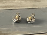 Fantastic Vintage Clip On Earrings Large Silver Tone Detailed Knots
