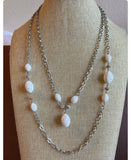 "Summer Flirt" Sarah Coventry Vintage Multi Layer Necklace w White Floral Beads