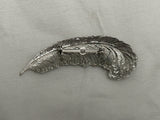 Fabulous Lightweight Feather Vintage Brooch Detailed Silver Tone Metal