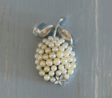 Stunning Vintage Crown Trifari Faux Pearl Cluster Flower Brooch