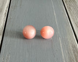 Fantastic Vintage Screw Back On Earrings w Pink Moonglow Plastic Cabochons