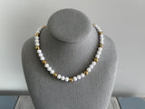 Napier Fabulous Vintage Beaded Necklace White & Gold Tone Beads