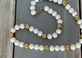 Napier Fabulous Vintage Beaded Necklace White & Gold Tone Beads