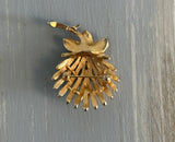 Crown Trifari Vintage Brooch Very Detailed Pinecone Gold Tone Shiny & Brushed