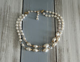 Vintage Multi Strand Necklace Faux Pearls AB Glass & Gold Tone Beads Japan