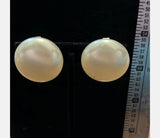 Beautiful Crown Trifari Vintage Large Pearl Button Clip On Earrings