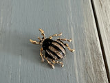 Cute as a Bug! Fantastic Vintage Rhinestone & Enamel Beetle Brooch