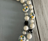 Vintage Multi Strand Necklace Signed Japan With Glass Crystal & Molded Beads