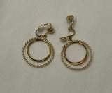Avon Vintage Clip On Earrings Gold Tone Hoop Dangles Cute!