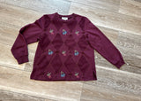 Alfred Dunner Sz PM P M Vintage Pullover Sweatshirt Knit Top w Embroidered Flowers