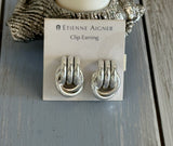 Etienne Aigner Fabulous Vintage Clip On Earrings Silver Tone Loops & Hoops