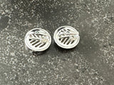 Crown Trifari Beautiful Brushed Silver Tone Vintage Clip On Earrings