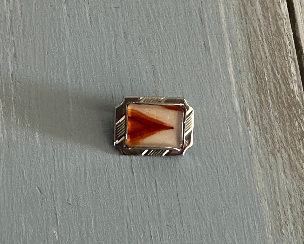 Truly Fantastic Vintage Little Brooch Pin Silver Tone w I Believe Agate Stone