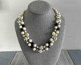 Vintage Multi Strand Necklace Signed Japan With Glass Crystal & Molded Beads