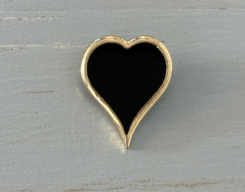 Sarah Coventry Beautiful Vintage Enamel Heart Brooch "Black Magic"