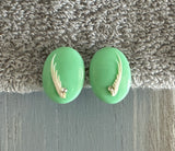 Magnificent Vintage Screw Back / On Earrings Mint Green w Rhinestones