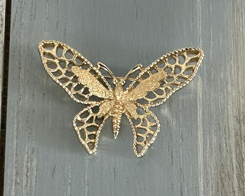 Madame Butterfly Gorgeous Sarah Coventry Vintage Gold Tone Brooch
