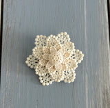Beautiful Vintage Brooch Ivory Plastic Lace Layered Design