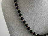 Fantastic Vintage Beaded Necklace w Black & Gold Tone Beads