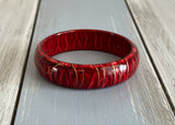 Retro Awesome Vintage Bangle Bracelet w Reds & Gold Enamel
