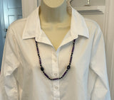 Fantastic Vintage Beaded Longer Necklace w Marbled Purple Beads