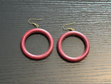 Super Cool Vintage Wood Hoop Dangle Pierced Earrings