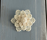 Beautiful Vintage Brooch Ivory Plastic Lace Layered Design