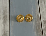 Fabulous Vintage Pierced Earrings Shiny Gold Tone Metal