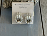 Etienne Aigner Fabulous Vintage Clip On Earrings Silver Tone Loops & Hoops