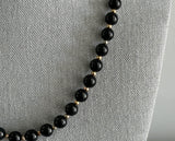 Fantastic Vintage Beaded Necklace w Black & Gold Tone Beads