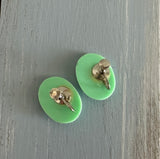 Magnificent Vintage Screw Back / On Earrings Mint Green w Rhinestones