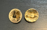 Retro Cool Vintage Clip On Earrings Gold Tone Metal Pink & Purple Cabochons