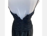 Betsy & Adam Sz 5 6 Vintage Ruched Black Satin Dress 80's 90's