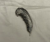 Fabulous Lightweight Feather Vintage Brooch Detailed Silver Tone Metal