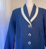 Roaman's 20W ? Fantastic Vintage Blazer Jacket Royal Blue & White